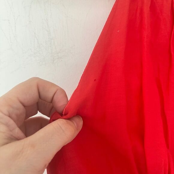 Esley Orange Silk Blend Open Shoulder A-Line Dress - Picture 8 of 10